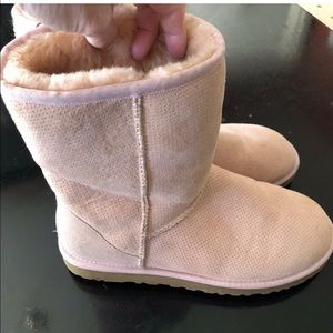 Baby Pink perforated UGG boots 9